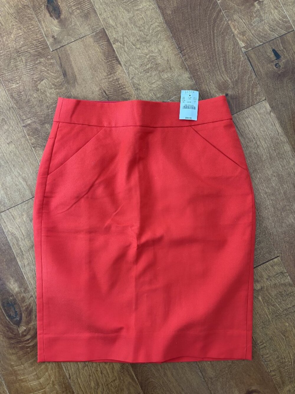 NWT J.Crew The Pencil Skirt in Bright Red, Size 4